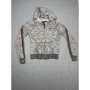 PINK Victoria's Secret Heathered Gray Zip Up Hoodie Dog Logo Women's Size S
